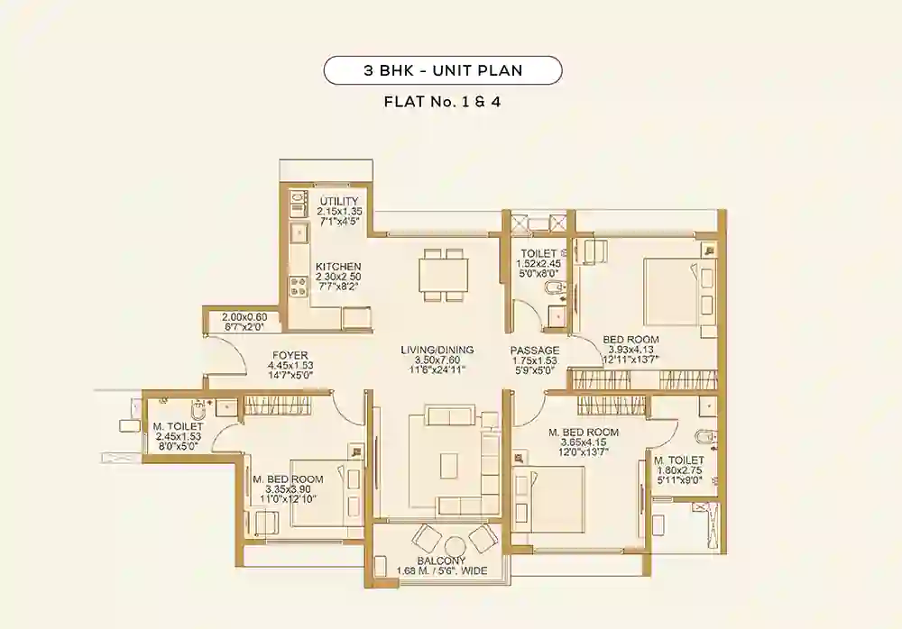 3 BHK Floor Plan